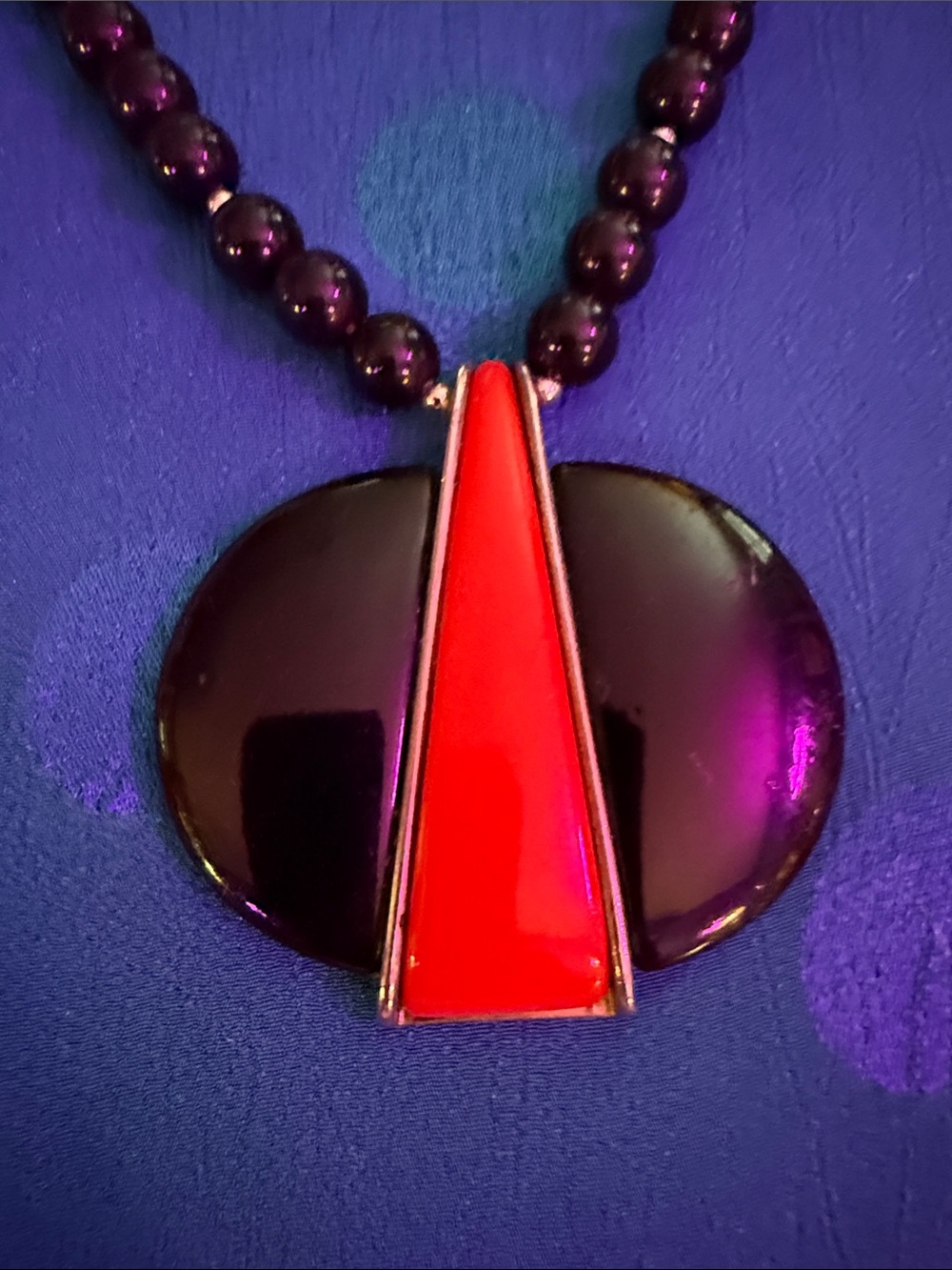 Bold Red and Dark Purple Geometric Pendant Necklace - Women Jewelry